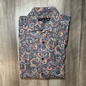 Jared Lang Tessrito Italiana Paisley Corduroy Long Sleeve Button Down - Medium